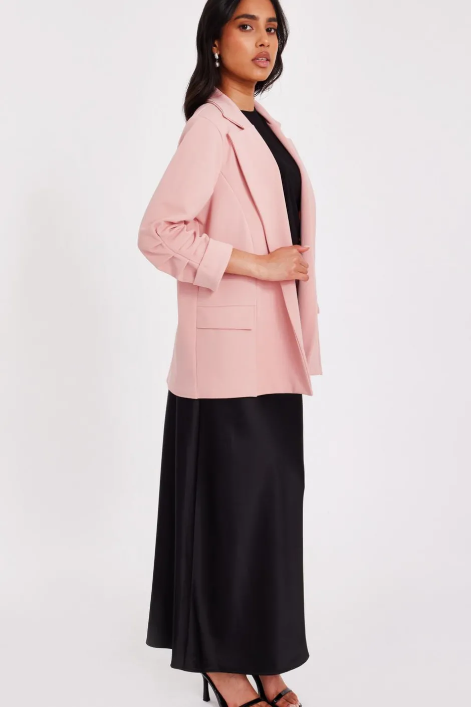 Quiz Petite Pink Ruched Sleeve Blazer New
