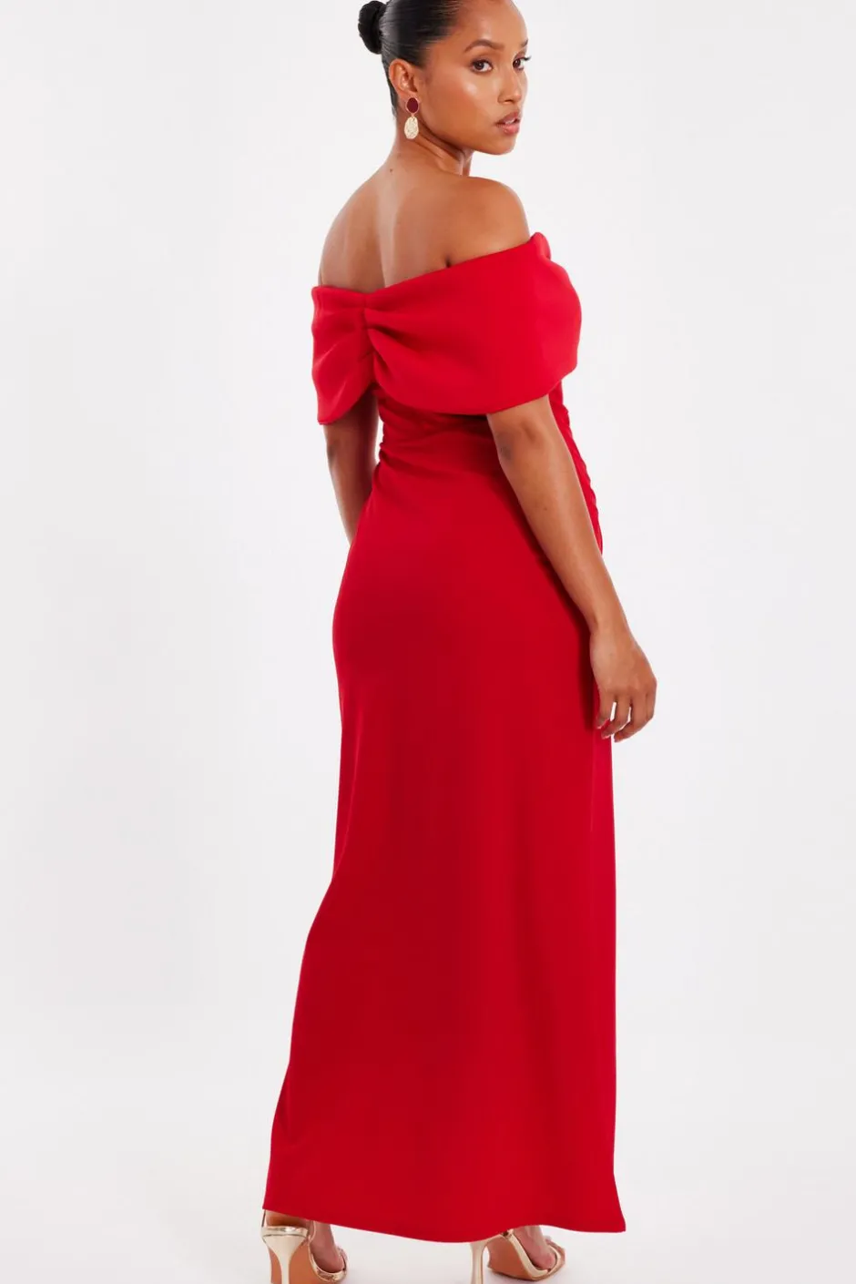 Quiz Petite Red Bardot Maxi Dress New