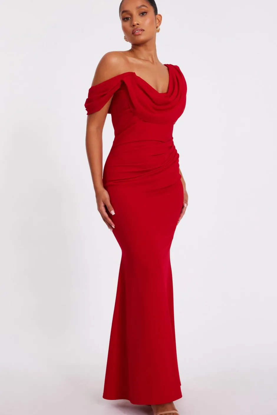 Quiz Petite Red Drop Sleeve Maxi Dress Discount