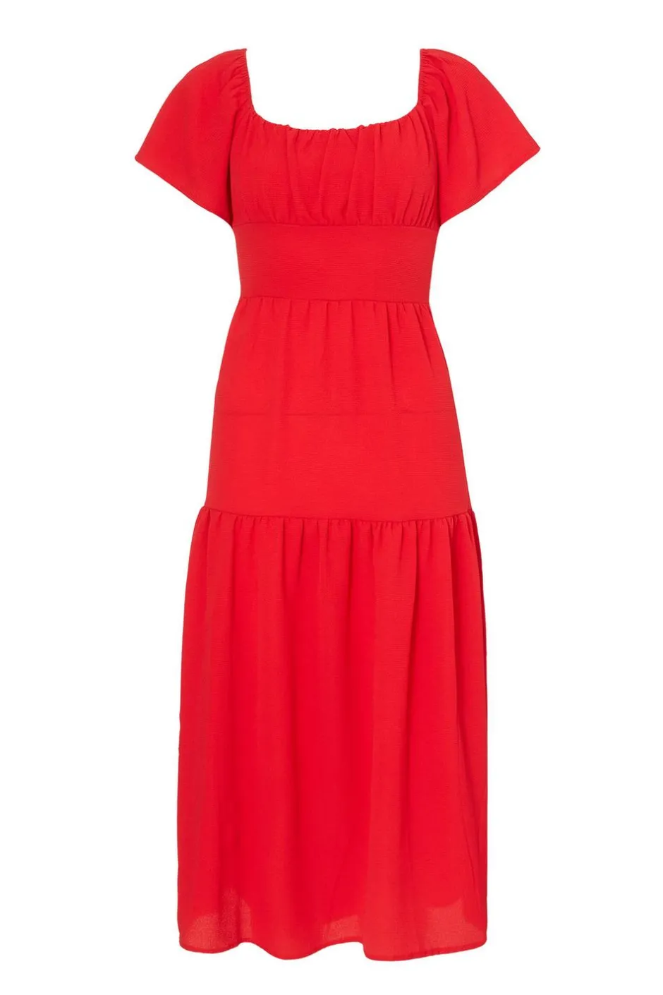 Quiz Petite Red Short Sleeve Midaxi Dress