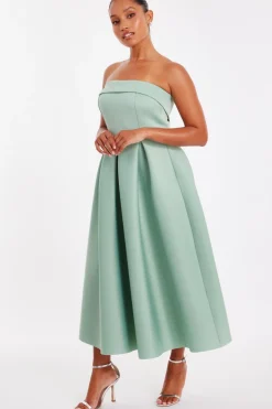Quiz Petite Sage Bandeau Skater Dress Outlet