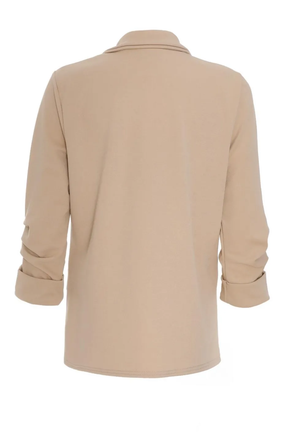 Quiz Petite Ruched Sleeve Blazer Stone Clearance