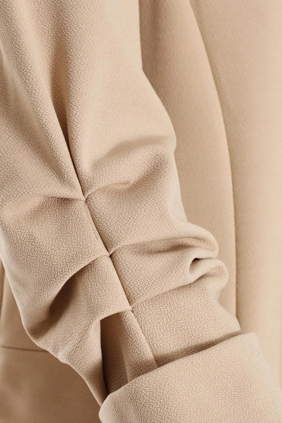 Quiz Petite Ruched Sleeve Blazer Stone Clearance