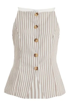 Quiz Petite Stone Striped Boat Neck Waistcoat Sale
