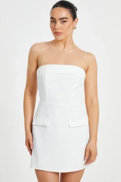 Quiz Petite White Bandeau Mini Dress New