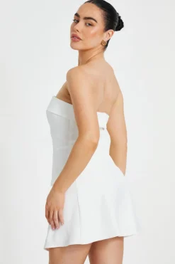 Quiz Petite White Bandeau Mini Dress New