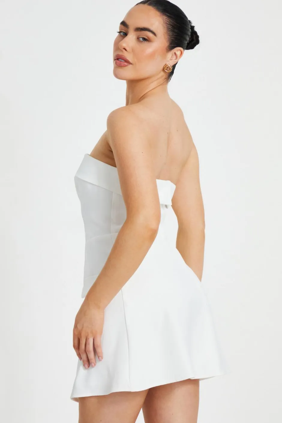 Quiz Petite White Bandeau Mini Dress New