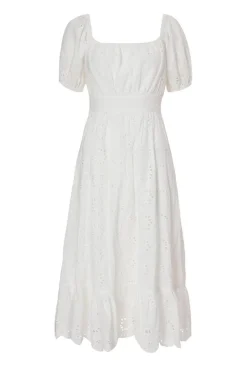 Quiz Petite White Embroidered Dress Sale