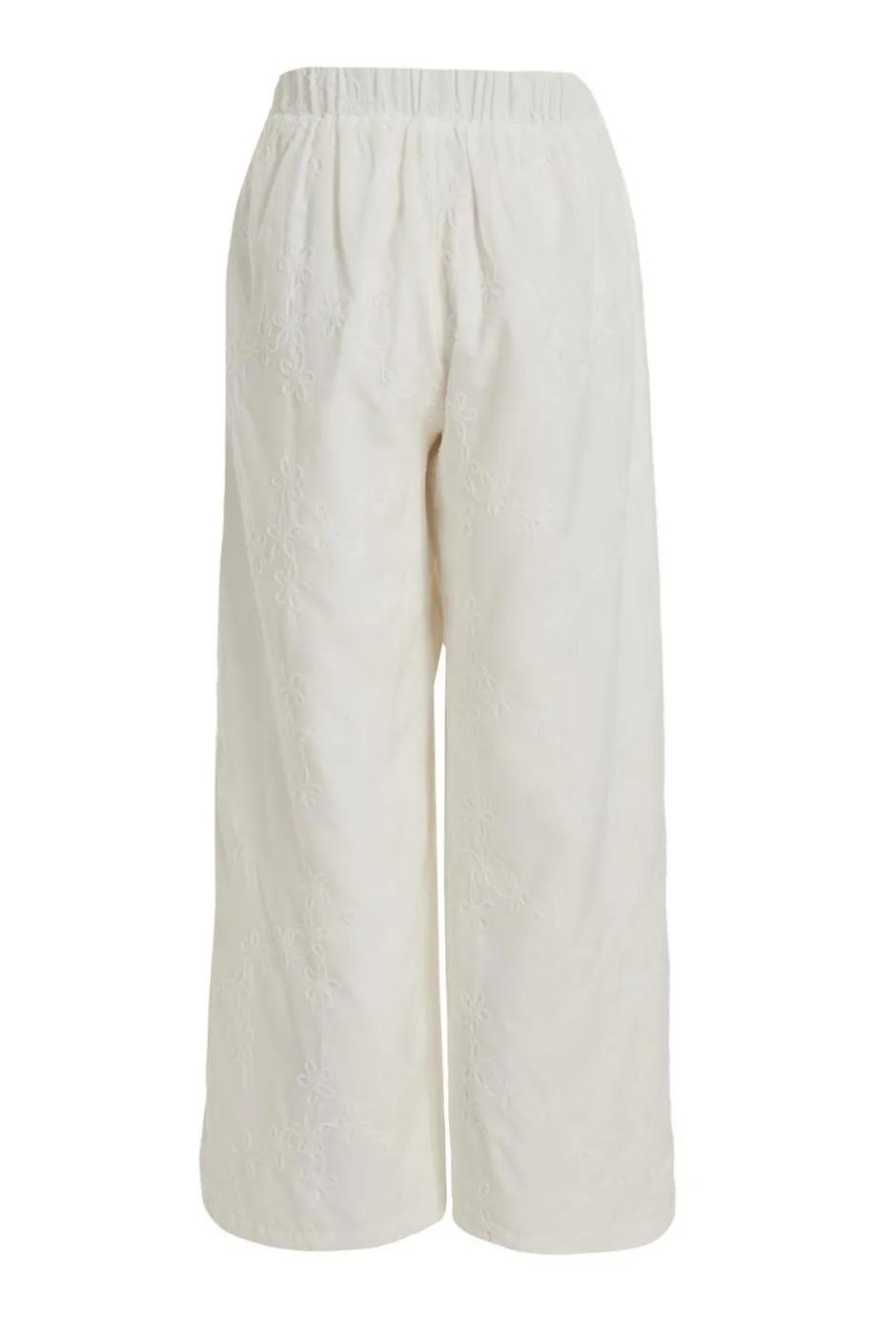 Quiz Petite White Embroidered Trousers