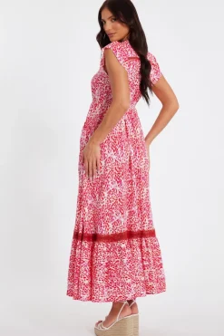 Quiz Pink Animal Print Midaxi Dress Online