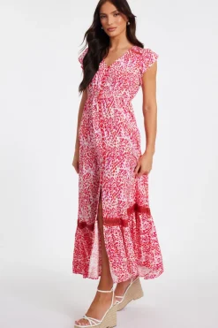 Quiz Pink Animal Print Midaxi Dress Online