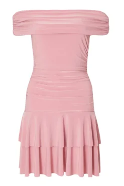 Quiz Pink Bardot Ruched Mini Dress Clearance