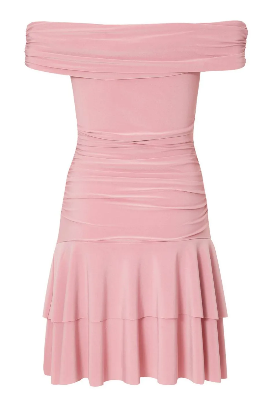 Quiz Pink Bardot Ruched Mini Dress Clearance