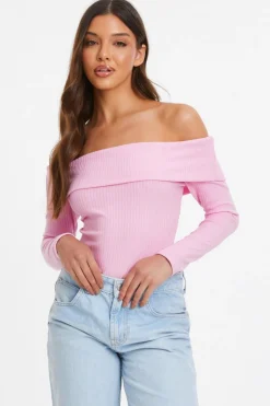 Quiz Bardot Top Pink Sale
