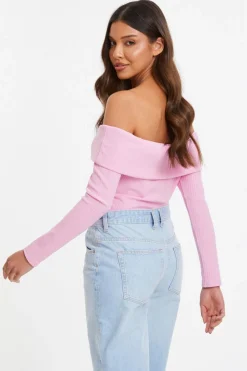 Quiz Bardot Top Pink Sale