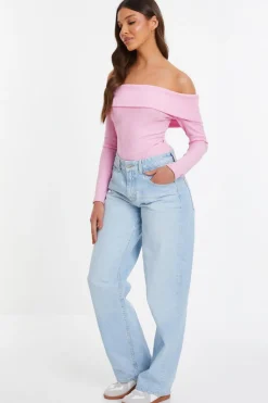 Quiz Bardot Top Pink Sale