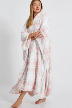 Quiz Pink Check Fleece Blanket Hoodie