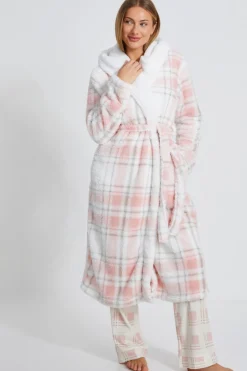 Quiz Pink Check Print Robe Clearance