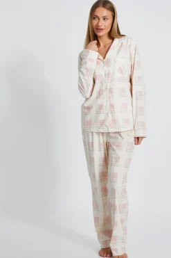 Quiz Pink Checked Long Pyjama Set Clearance