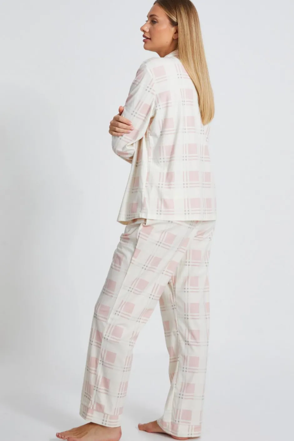 Quiz Pink Checked Long Pyjama Set Clearance