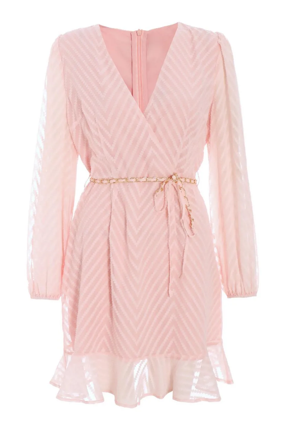 Quiz Pink Chevron Skater Mini Dress Light Pink Sale