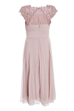Quiz Pink Chiffon Embellished Pleated Midi Dress Hot