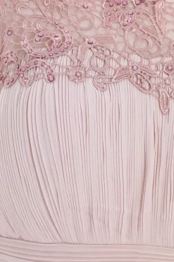 Quiz Pink Chiffon Embellished Pleated Midi Dress Hot