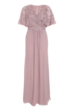 Quiz Pink Chiffon Embellished Maxi Dress Best