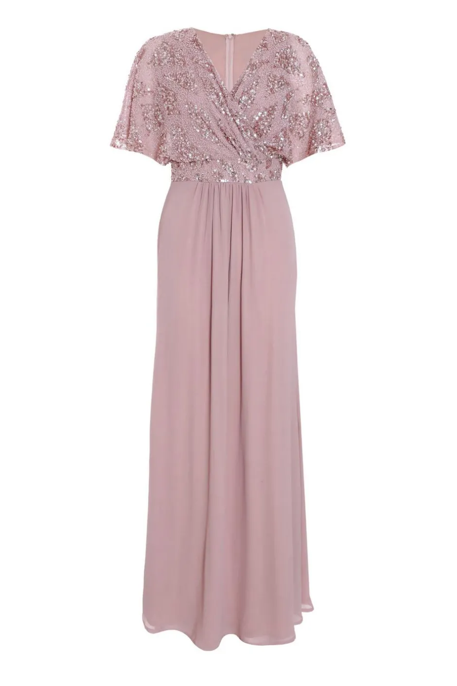 Quiz Pink Chiffon Embellished Maxi Dress Best