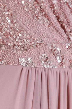 Quiz Pink Chiffon Embellished Maxi Dress Best