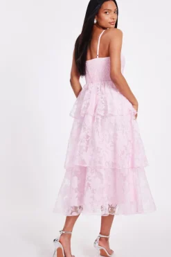 Quiz Chiffon Floral Midaxi Dress Pink Online