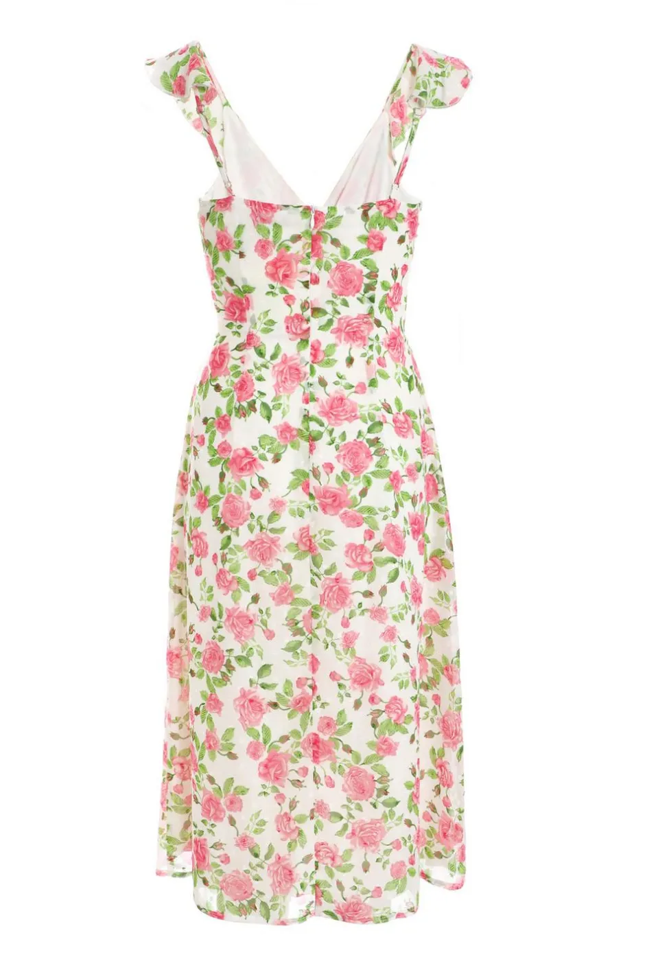 Quiz Pink Chiffon Floral Ruffle Wrap Midi Dress Outlet