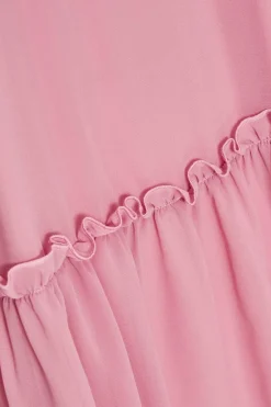 Quiz Pink Chiffon Frill Mini Dress Discount