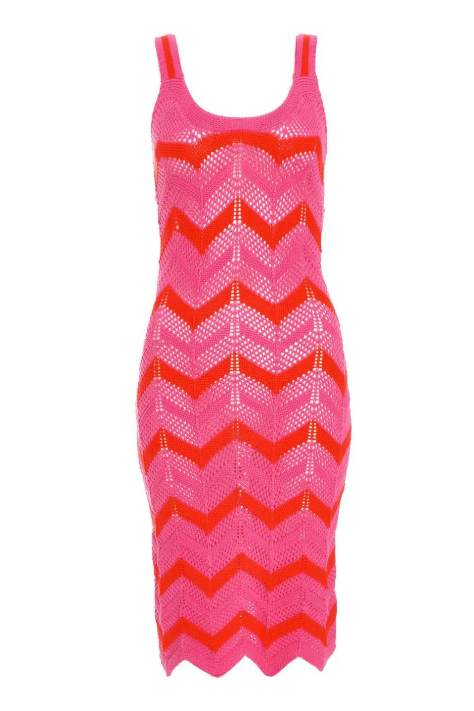 Quiz Pink Crochet Midi Dress Outlet