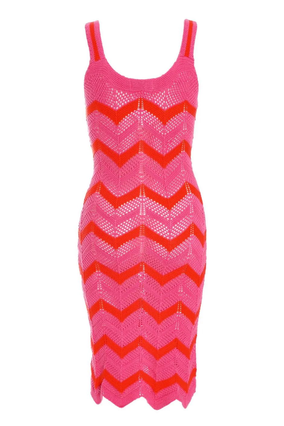 Quiz Pink Crochet Midi Dress Outlet