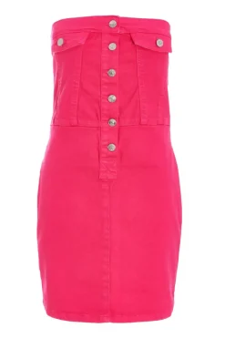 Quiz Pink Denim Bandeau Mini Dress Outlet
