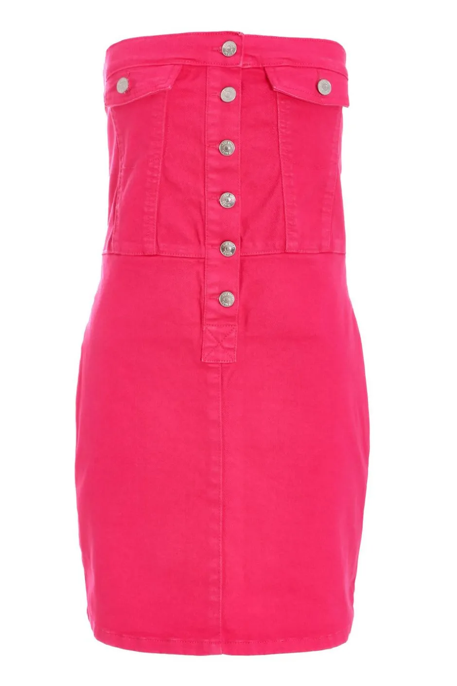 Quiz Pink Denim Bandeau Mini Dress Outlet