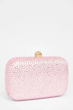 Quiz Pink Diamante Clip Box Bag