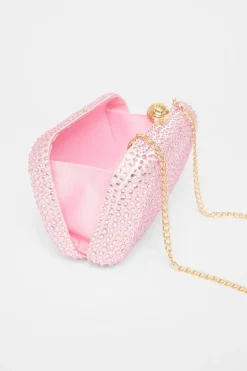 Quiz Pink Diamante Clip Box Bag