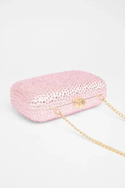 Quiz Pink Diamante Clip Box Bag