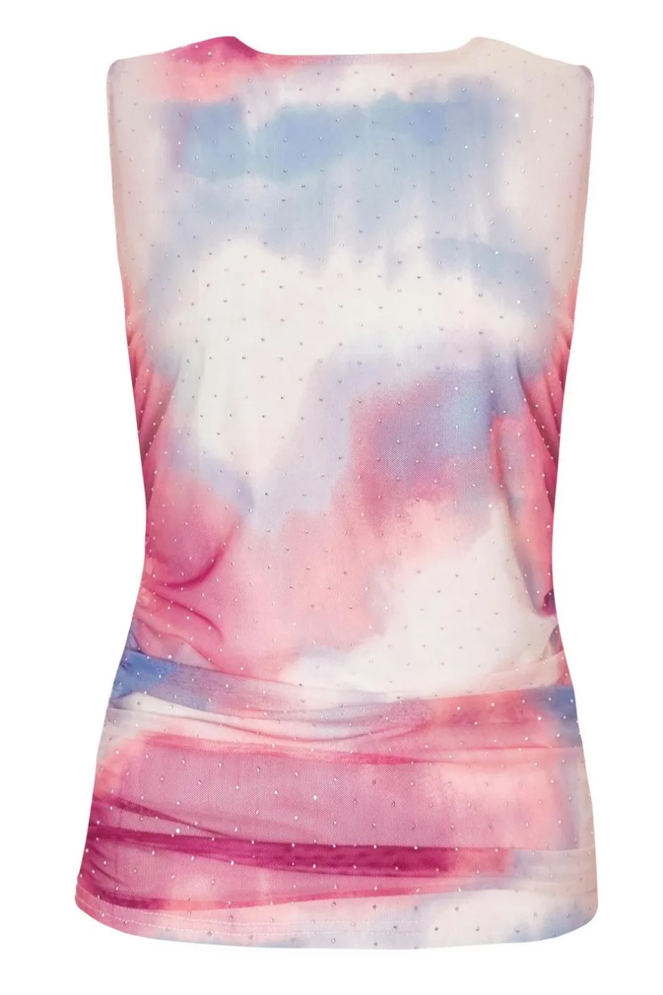 Quiz Pink Diamante Marble Print Top
