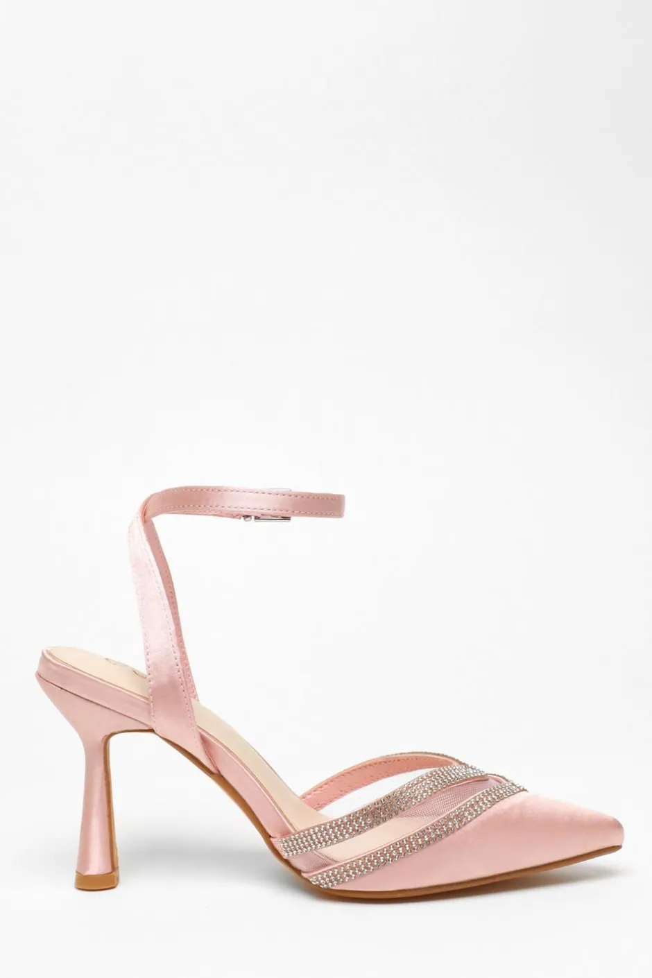 Quiz Diamante Mesh Court Heels Pink