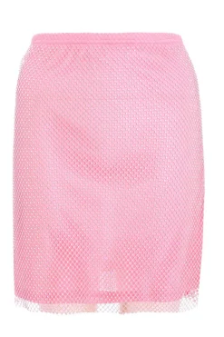 Quiz Pink Diamante Mesh Mini Skirt Clearance