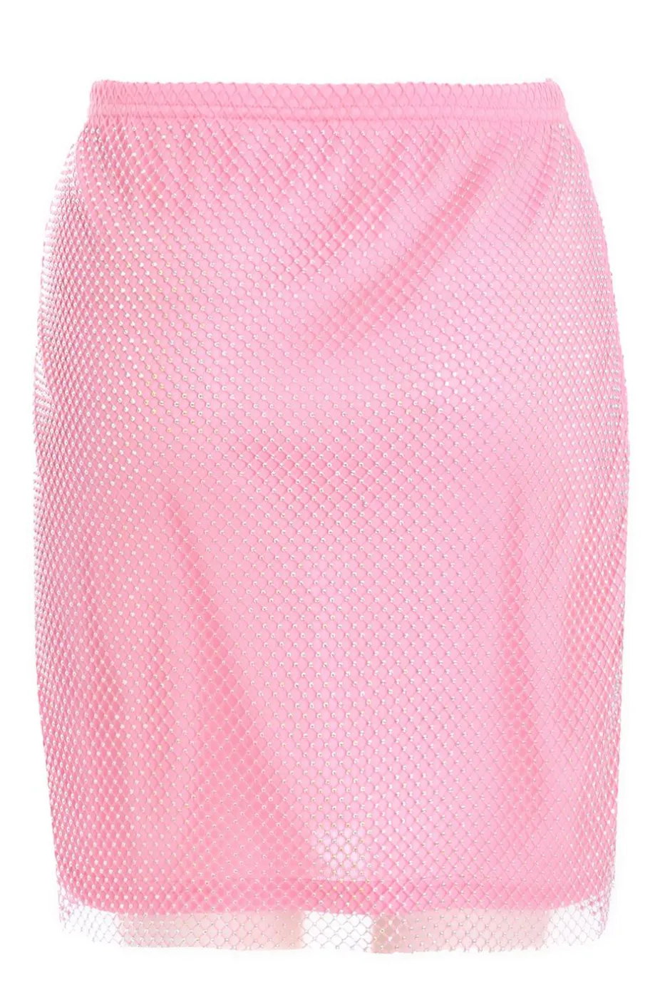 Quiz Pink Diamante Mesh Mini Skirt Clearance