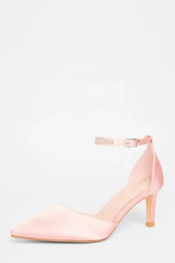 Quiz Diamante Strap Court Heels Pink