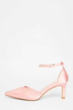 Quiz Diamante Strap Court Heels Pink