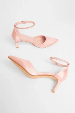 Quiz Diamante Strap Court Heels Pink