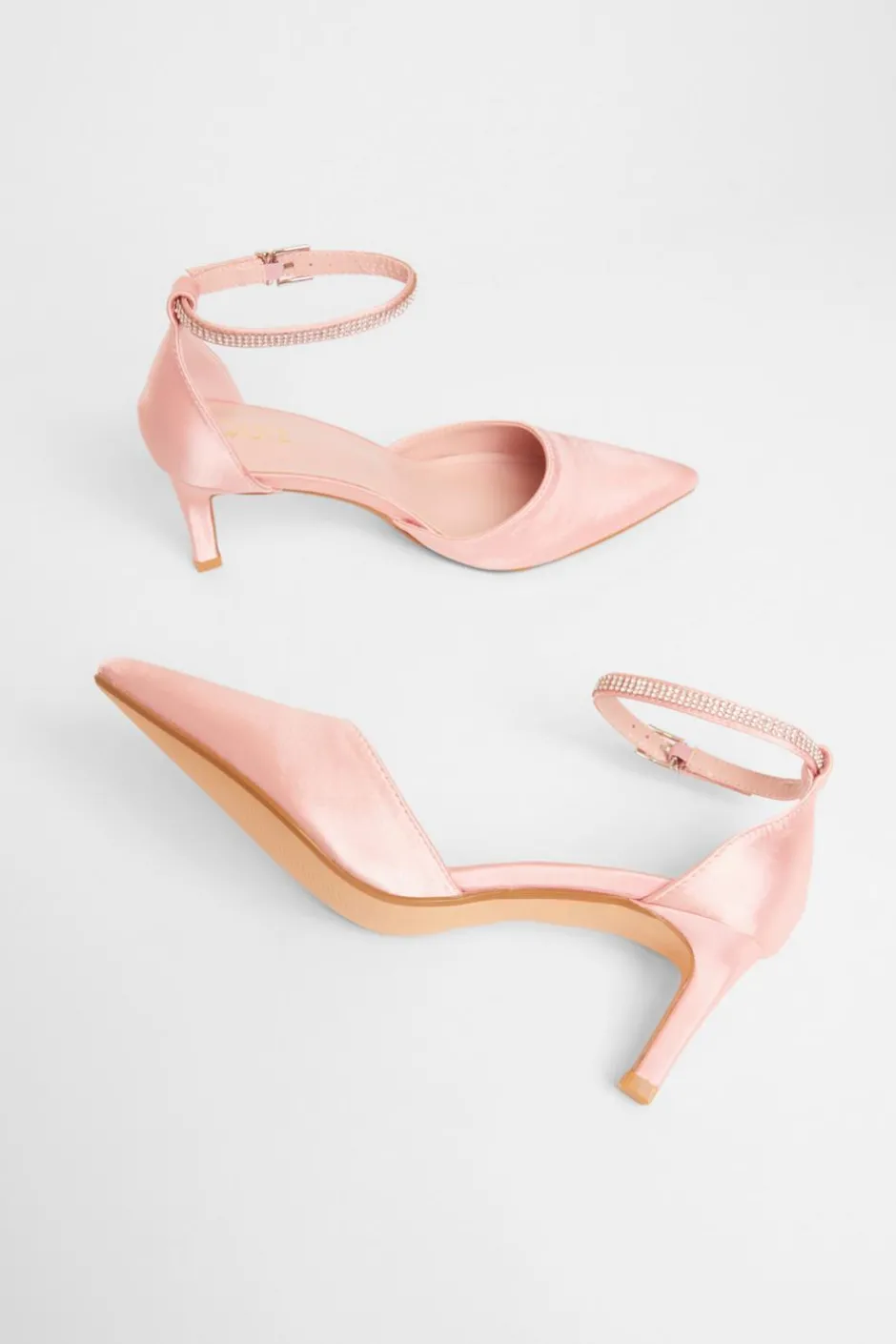 Quiz Diamante Strap Court Heels Pink
