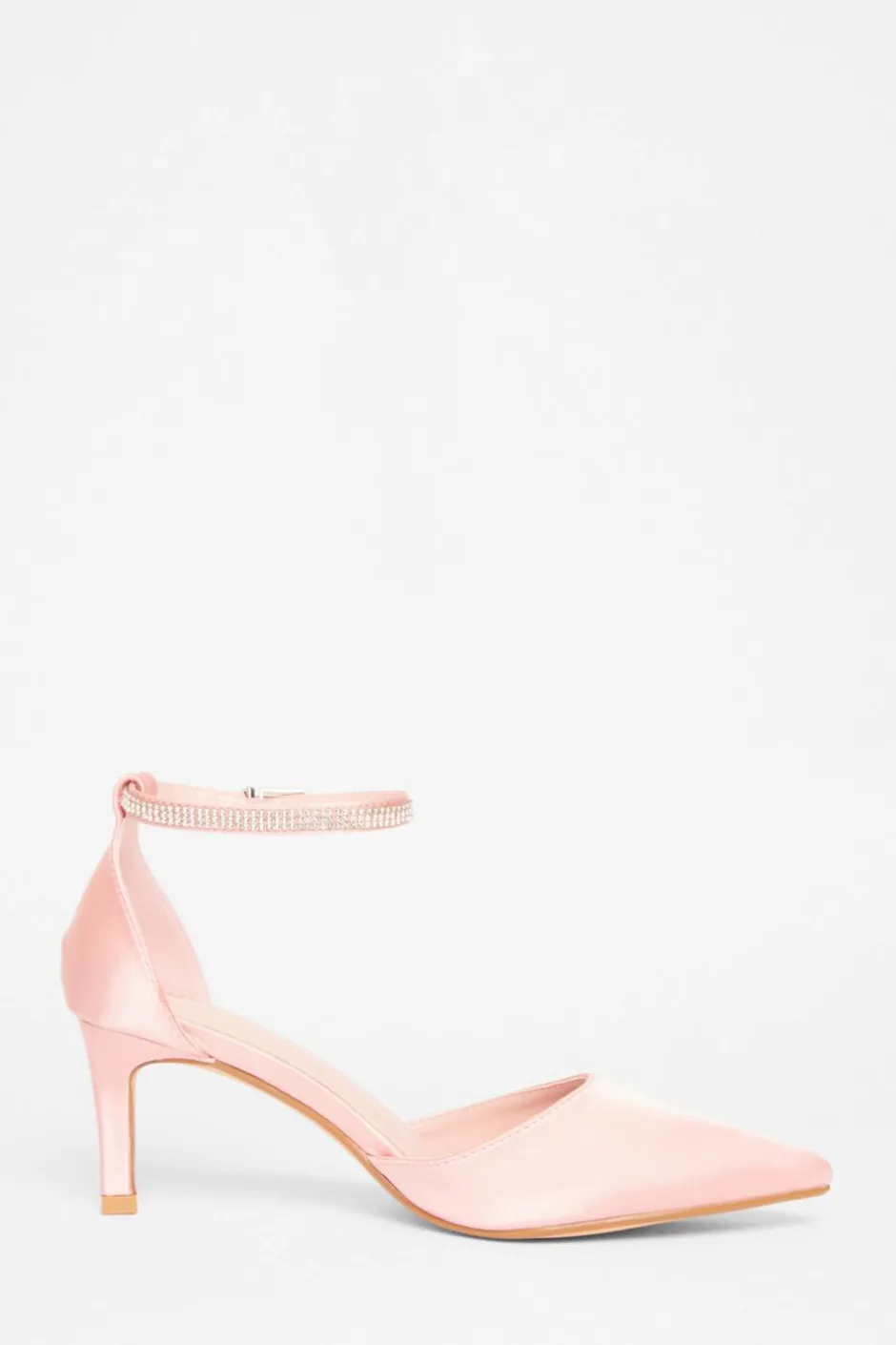 Quiz Diamante Strap Court Heels Pink