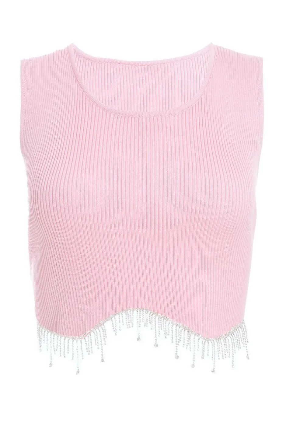 Quiz Pink Diamante Trim Crop Top